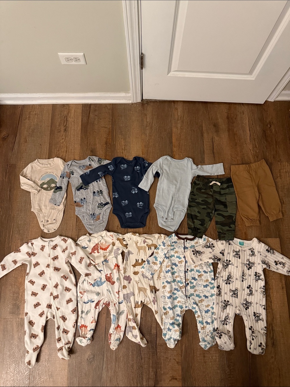 6 Month Boy - 11 Piece Bundle - long sleeve, sleepers, pants. Barely worn!